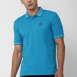 Men Solid Polo Neck Polycotton Light Blue T-Shirt-image-19