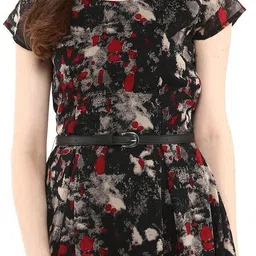 la zoire Women Fit and Flare Black Knee Length Dress-picture-11