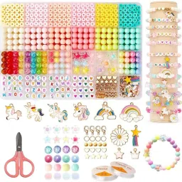 Bracelet Making Set,Clay Beads Kit,Macaron Color Beads Bracelet Making for Girl-image-60