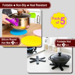 Silicon Rounded Table Hot Mat, Coasters Multipurpose Foldable, Anti-Slip, Heat Resistant Trivet-image-7