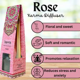 Sim & Ross | Rose Reed Diffuser Set | Includes 5 Wooden Reed Sticks | 50ml | Toxin Free & Calming Effect, Room Freshener for Home, Bedroom, Bathroom, and more Diffuser image 2