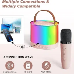 aavira Portable RGB Bluetooth Karaoke Speaker with Wireless Mic & LED Lights image 4