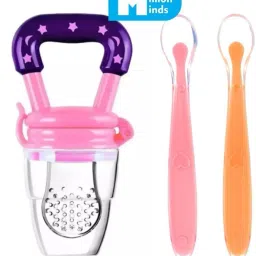 2pcs Baby Feeding Spoons & Teether for Kids Fruit Food Feeder (Combo Pack of 3)- 100% Silicone Tip, BPA Free material with Food Grade Silicone tip-7