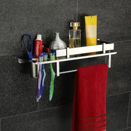 Multi use Rack Bathroom Shelf/Kitchen Shelf/Bathroom Accessories silver Towel Holder-image-31