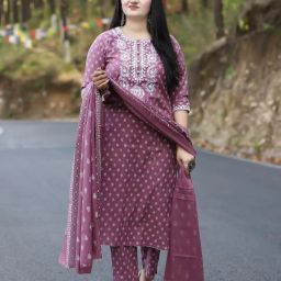 Women Cotton Rayon Kurta Pant Dupatta Set-image-13