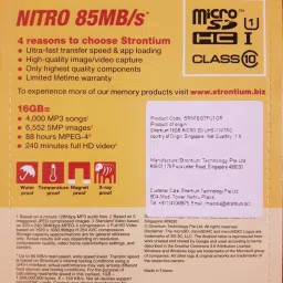 Strontium SRN16GTFU1QR Nitro 16 GB SDHC Class 10 85 Mbps Memory Card Compatible with Computer, Camera, Tablet, Mobile image 3