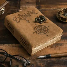 Leather Cover Engraved Diary With Metal Lock Daily Use Journal A5 Diary unruled 100 Pages-picture-41
