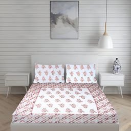 sj designer 180 TC Cotton Super King Printed Flat Bedsheet-picture-3