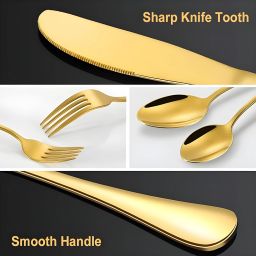 openzest Premium Gold Stainless Steel Spoon Set for Elegant Dining – Set of 1 (5Pcs) Stainless Steel Cutlery Set image 5