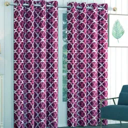 exporthub Purple Abstract Polyester 9 Ft Semisheer Eyelet Door Curtains (Set of 2)-picture-28