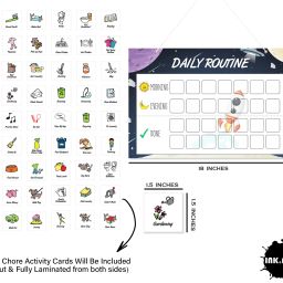inkdotpot Kids Daily Responsibility Checklist, Hanging Chore Chart- Daily Task List-C1 image 5