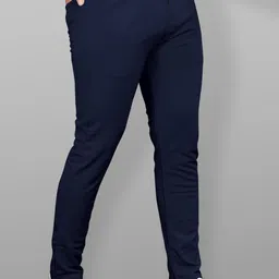 metronaut Slim Fit Men Blue Lycra Blend Trousers-picture-27