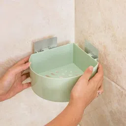 Plastic Kitchen Bathroom Wall Holder Storage Rack, Corner Shelf Plastic Wall Shelf-picture-14