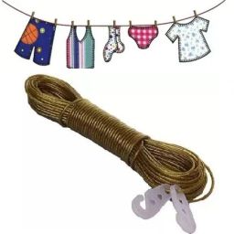 celeritas PVC Coated 2 Cloth line Rope 20m With 2 Hooks Multicolor image 2