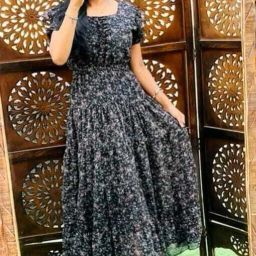 Women Fit and Flare Black Maxi/Full Length Dress-image-33