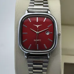 nester Bold Red Dial Unisex Watch | Rectangle Analog with Date Function Analog Watch - For Men & Women NSM-26-RED image 3