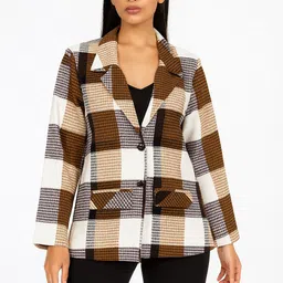 naida Women Checkered Single Breasted Casual, Festive, Formal, Party, Sports, Wedding, Lounge Wear Blazer-picture-34