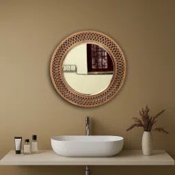 Round Wooden Frame Mirror for Wall Bathroom Mirror-picture-27