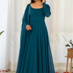 Solid Georgette Stitched Anarkali Gown-image-52