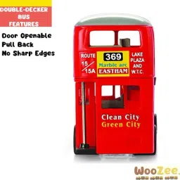 woozee DOUBLE-DECKER BUS Miniature Pull Back Bus with Doors Openable image 3