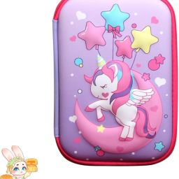 Magical galaxy pencil bag for tweens Fantasy-themed school pouch Unicorn, Moon, Stars Art EVA Pencil Box-image-89