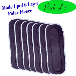 Wet free insert for diaper|Nappy Liners/ Charcoal Pad for Pocket Diapers| Polar Fleece 6 layered Pad for Cloth Diaper/ Nappies for Newborns/ Babies/ Toddlers (Grey, Pack Of 7)-12