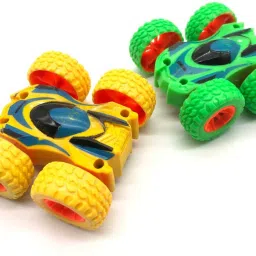 ( Pack of 2) Double-Sided Mini Tumbling Toy Fun Car3D Tumbling car (Multicolor)-12