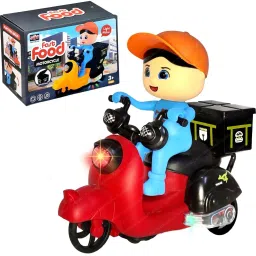 Bump and Go Tricycle Toys for Kids, Food Delivery Motor Cycle Toys fastfood Tricycle-10