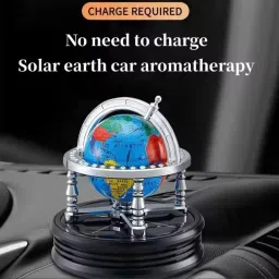 Mini Globe Design Solar Powered Car Perfume Diffuser/Dispenser for Car Dashboard - Auto Rotation Fan, Perfume Liquid & Organic Fragrance Air Purifier-image-13