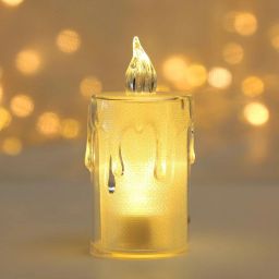 Acrylic Transparent Crystal Smokeless Wax Melting Candle for Diwali (Size-9.3cm) Candle-24