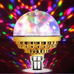KAVYARA 6W Golden Rotating RGB LED Bulb – Disco Light Effect Decorative Light for Home Smart Bulb image 3