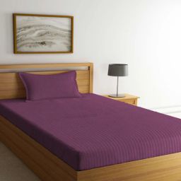 klotthe Magenta Solid 300 TC Cotton Single Bedsheet with 1 Pillow Cover-picture-1