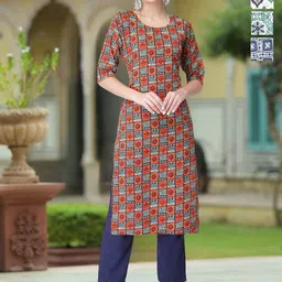 moda rapido Pack of 5 Women Printed Crepe A-line Kurta-picture-7