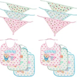 DAILY USE COTTON REUSABLE BIBS AND NAPPY COMBO (PACK OF 12) (Multicolor)-11