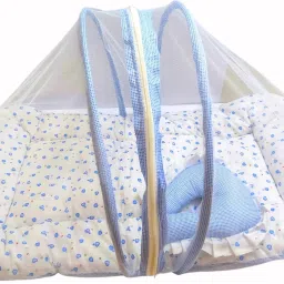 Cotton Kids Polyester Kids Mosquito Net with Play Gym and Baby Bedding Set (Blue) Mosquito Net Mosquito Net-28
