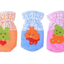 Soft & Cute Printed Fancy Baby Milk Feeding & Nursing Bottle Cover Teddy shape Feeder Elastic Closure Pack Of 3 Pc-picture-1