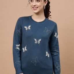 Beatnik Women Printed Pullover with Embellished Detail-image-44