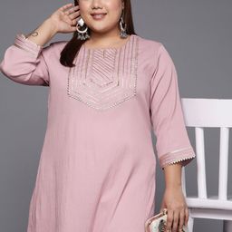 Varanga Women Mauve Yoke Design Gotta Patti Crepe Kurta-54