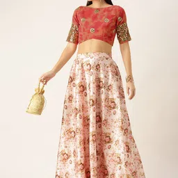 Ethnovog Pink Embellished Mirror Work Made to Measure Lehenga Choli-50