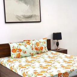 BOMBAY DYEING Cardinal Blue Floral 120 TC Cotton King Bedsheet Set-2.74 m X 2.74 m-image-85