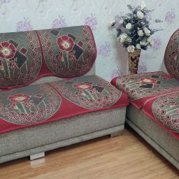 Jacquard Floral 3+2 Seater Sofa Cover-image-31