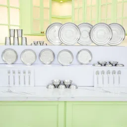Pack of 40 Stainless Steel Flipkart SmartBuy Dinner Set-image-2