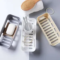Self Adhesive Multi-Purpose Wall Hanging BATHROOM floating Shelf (PACK OF 1) Plastic Wall Shelf-image-57