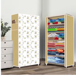 6 Shelf Foldable Collapsible Wardrobe Storage Organizer Almirah Cloth Rack PP Collapsible Wardrobe-15