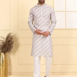 Men Cotton Blend Kurta Pyjama Set-image-24