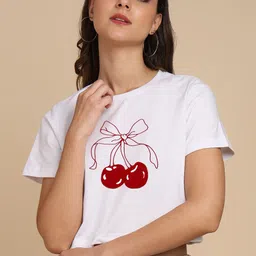 adyavastram Women Graphic Print Round Neck Reversible Cotton Blend White T-Shirt-picture-23