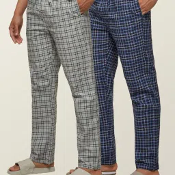 Pack of 2 Checkmate Intellieaze Combed Cotton Checks Men Pyjama-image-30