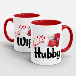 Cute Wifey HandSome Hubby Printed Couple Coffee Cup Tea Cup Set Gift for Husband, Wife On Marriage, Anniversary, Birthday Valentine Gifts Ceramic Coffee Mug-image-24
