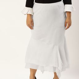 theRebelinme Plus Size Women White Solid A-Line Skirt-picture-17