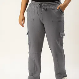 theRebelinme Women Plus Size Grey High-Rise Cargo Trousers-image-63